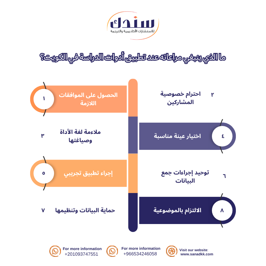 ما الذي ينبغي مراعاته عند تطبيق أدوات الدراسة في الكويت؟